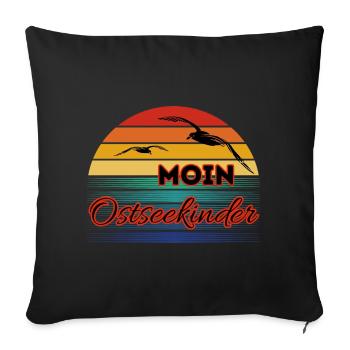 Bonjour les enfants de la mer Baltique avec une mouette dans un style rétro - Housse de coussin décorative 45 x 45 cm - noir - Devant
