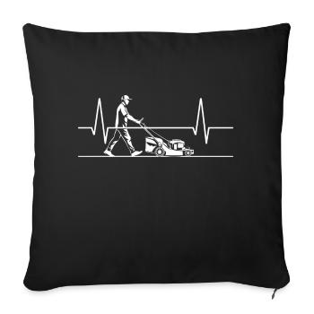 Lawn Mower Heartbeat Grass Mow Gardening - Sofa pillowcase 17,3'' x 17,3'' (45 x 45 cm) - black - Front