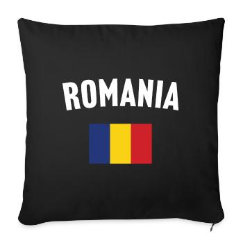 Romania Flag - Sofa pillowcase 17,3'' x 17,3'' (45 x 45 cm) - black - Front