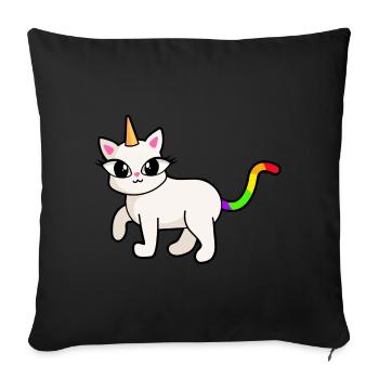 Licorne Licornes Chat Chatons Enfants - Housse de coussin décorative 45 x 45 cm - noir - Devant