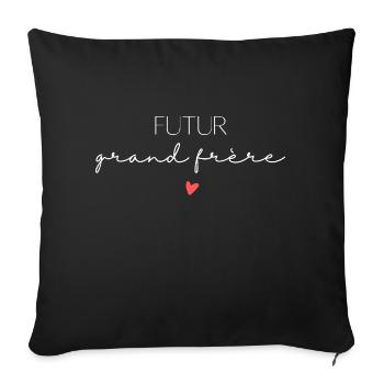 Futur grand frère - annonce futur grand frère - Housse de coussin décorative 45 x 45 cm - noir - Devant