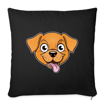Cheerful image of a dog's head - Sofa pillowcase 17,3'' x 17,3'' (45 x 45 cm) - black - Front