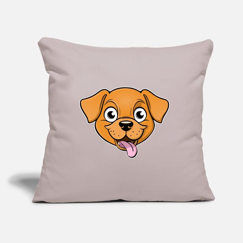 Image joyeuse de la tête d’un chien Housse de coussin décorative 45 x 45 cm