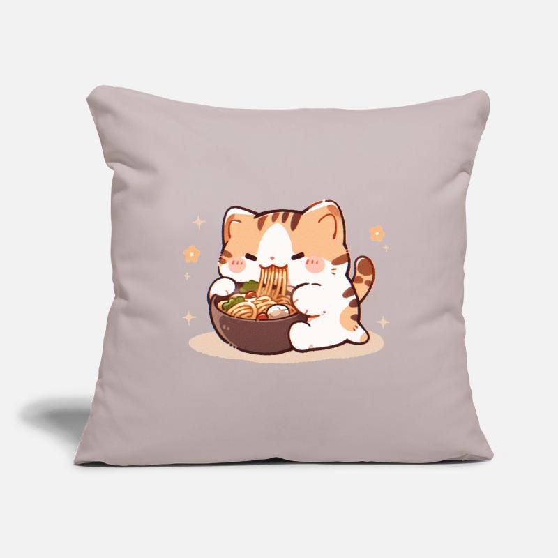 Mème de chat mangeant des spaghettis Housse de coussin décorative 45 x 45 cm