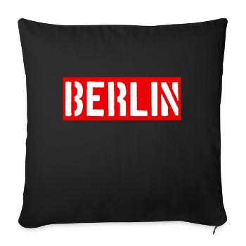 Berlin - Deutschland - Allemagne - Alexanderplatz - Housse de coussin décorative 45 x 45 cm - noir - Devant