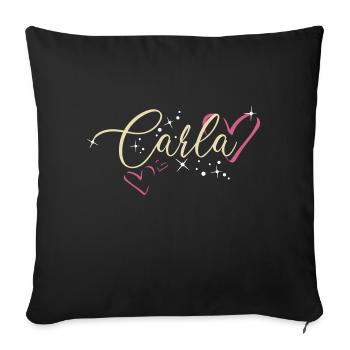 Carla Surname First name Calligraphy Heart - Sofa pillowcase 17,3'' x 17,3'' (45 x 45 cm) - black - Front