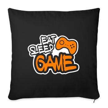 Gamer Eat Sleep Game - Sofa pillowcase 17,3'' x 17,3'' (45 x 45 cm) - black - Front