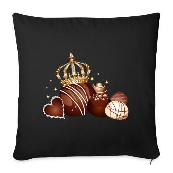 Fine chocolate pralines decorated with golden crowns - Sofa pillowcase 17,3'' x 17,3'' (45 x 45 cm) - black - Front