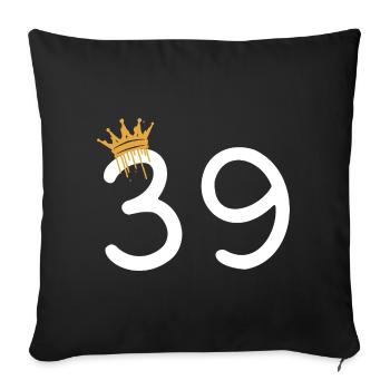 Royal number 39 with gold crown - Sofa pillowcase 17,3'' x 17,3'' (45 x 45 cm) - black - Front