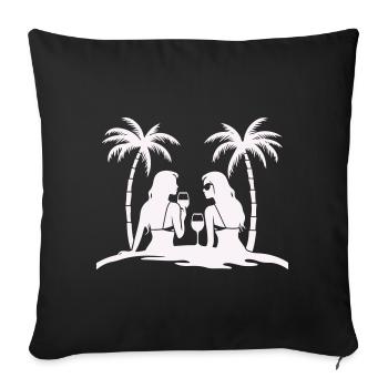 Silhouette style tropical plage nuit - Housse de coussin décorative 45 x 45 cm - noir - Devant