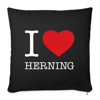 I love Herning - Sofa pillowcase 17,3'' x 17,3'' (45 x 45 cm) - black - Front