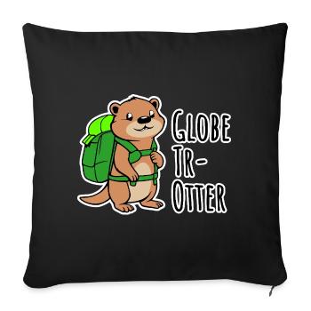 Ein kleiner Otter auf Weltreise - Globe Tr-Otter - Sofakissenbezug 45 x 45 cm - Schwarz - Vorne
