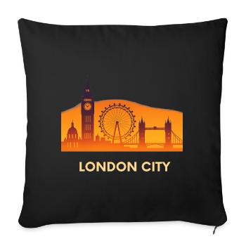 Silhouette de la ville de Londres - Housse de coussin décorative 45 x 45 cm - noir - Devant