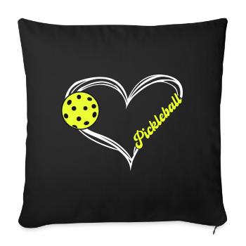 Pickleball Heart Emblem - Sofa pillowcase 17,3'' x 17,3'' (45 x 45 cm) - black - Front