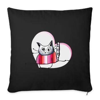 Lesbian Cat - Sofa pillowcase 17,3'' x 17,3'' (45 x 45 cm) - black - Front