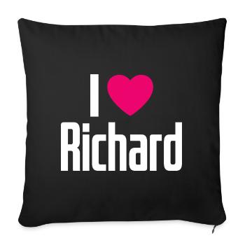 J’aime Richard Pink Heart J’aime Richard - Housse de coussin décorative 45 x 45 cm - noir - Devant
