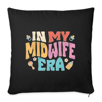 À mon époque de sage-femme - Housse de coussin décorative 45 x 45 cm - noir - Devant