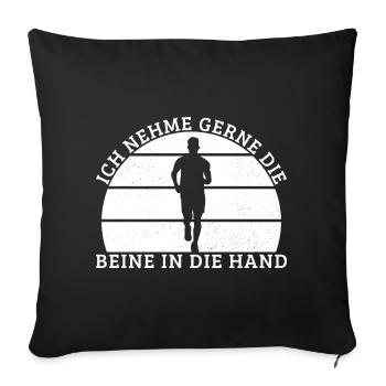 Marathon runners like to take hands in their hands - Sofa pillowcase 17,3'' x 17,3'' (45 x 45 cm) - black - Front