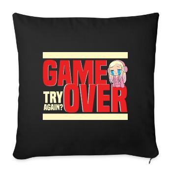 Un humour rétro de game over encore ? - Housse de coussin décorative 45 x 45 cm - noir - Devant