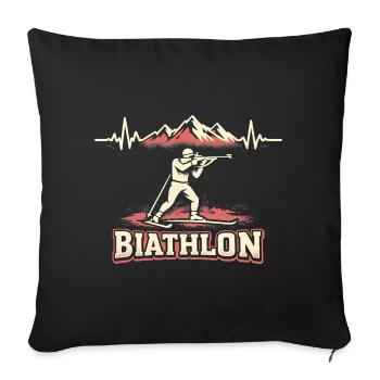 Biathlon Heartbeat ECG Winter Sports Fan - Sofa pillowcase 17,3'' x 17,3'' (45 x 45 cm) - black - Front