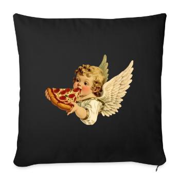 Pizza Cherub – Angel with Pepperoni - Sofa pillowcase 17,3'' x 17,3'' (45 x 45 cm) - black - Front