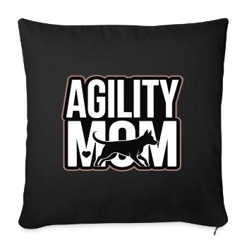 Maman Agility – Maman des Chiens de sport canin - Housse de coussin décorative 45 x 45 cm - noir - Devant