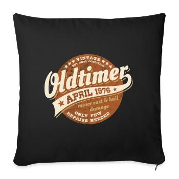 Voiture classique avril 1976 - Anniversaire - Cadeau - Housse de coussin décorative 45 x 45 cm - noir - Devant