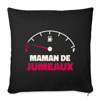 Maman de Jumeaux Jauge Essence Humour Fatigue  - Housse de coussin décorative 45 x 45 cm - noir - Devant