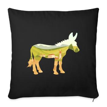 Fermier du village de l’âne - Housse de coussin décorative 45 x 45 cm - noir - Devant