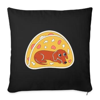 Dachshund Pizza Slice Funny Dog Art - Sofa pillowcase 17,3'' x 17,3'' (45 x 45 cm) - black - Front
