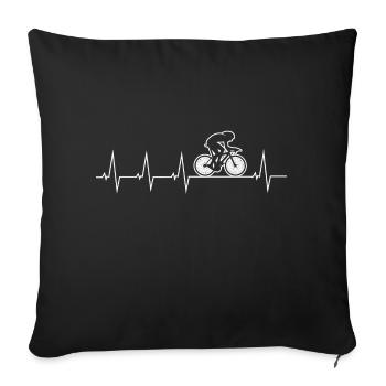 I love biking - heartbeat - Sofa pillowcase 17,3'' x 17,3'' (45 x 45 cm) - black - Front