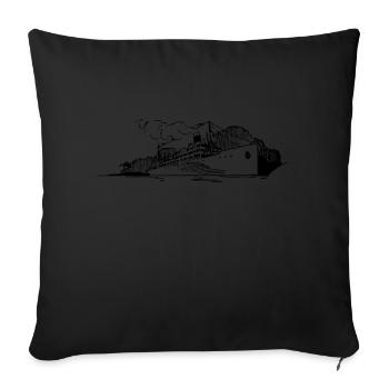Traveling steamboat black and white gift idea - Sofa pillowcase 17,3'' x 17,3'' (45 x 45 cm) - black - Front