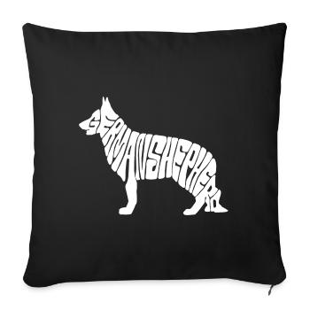 Chien - French shepherd / Chien tranchant - Housse de coussin décorative 45 x 45 cm - noir - Devant