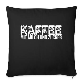 Café - avec du lait et du sucre - Housse de coussin décorative 45 x 45 cm - noir - Devant