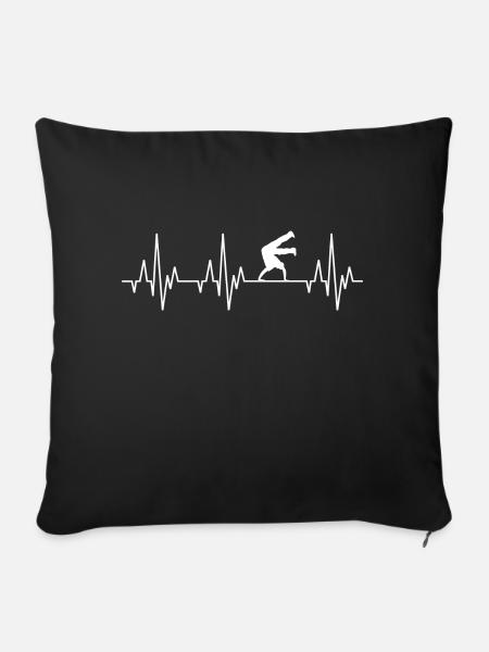 Heartbeat ECG Breakdance Breakdance Hip-Hop - Housse de coussin décorative 45 x 45 cm - noir