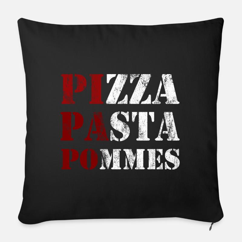 Pizza Pasta Pommes > Pi Pa Po lustiger Spruch - Sofakissenbezug 45 x 45 cm - Schwarz