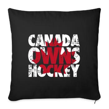 Canada Owns Hockey - Sofa pillowcase 17,3'' x 17,3'' (45 x 45 cm) - black - Front