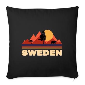 schweden und Natur - Geschenk auf schwedisch - Sofakissenbezug 45 x 45 cm - Schwarz - Vorne