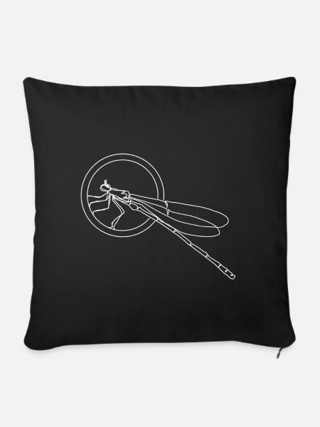 Libelle Insekt Premium Design Geschenk - Sofakissenbezug 45 x 45 cm - Schwarz