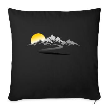 Reise - Berge Straße - Sofakissenbezug 45 x 45 cm - Schwarz - Vorne
