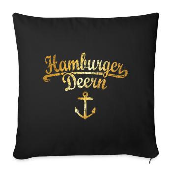 Hamburger Deern Klassik (Vintage Goldgelb) - Sofakissenbezug 45 x 45 cm - Schwarz - Vorne