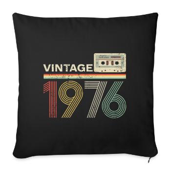 Vintage cassette 1976 - Sofa pillowcase 17,3'' x 17,3'' (45 x 45 cm) - black - Front