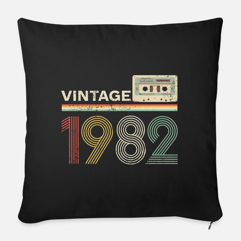 Vintage Kassette 1982 - Sofakissenbezug 45 x 45 cm - Schwarz
