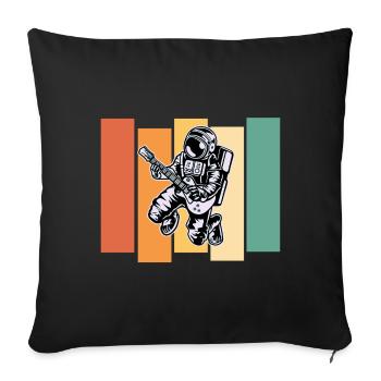 Cadeau rock and roll d'astronaute guitariste - Housse de coussin décorative 45 x 45 cm - noir - Devant
