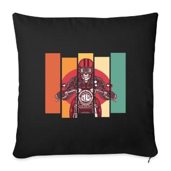 Motorcycle vintage skull - Sofa pillowcase 17,3'' x 17,3'' (45 x 45 cm) - black - Front
