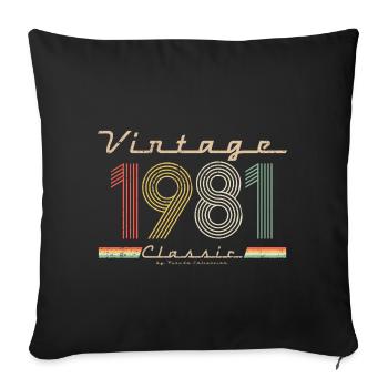 Vintage Classic 1981 pseudo rétro année de naissance - Housse de coussin décorative 45 x 45 cm - noir - Devant