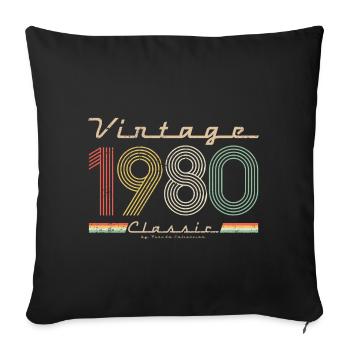 Vintage Classic 1980 pseudo retro year of birth - Sofa pillowcase 17,3'' x 17,3'' (45 x 45 cm) - black - Front