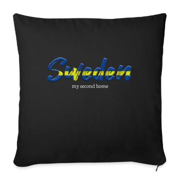 Suède résidence secondaire Suède drapeau vacances disant - Housse de coussin décorative 45 x 45 cm - noir - Devant