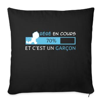 Bébé en cours et c'est un Garçon - Housse de coussin décorative 45 x 45 cm - noir - Devant