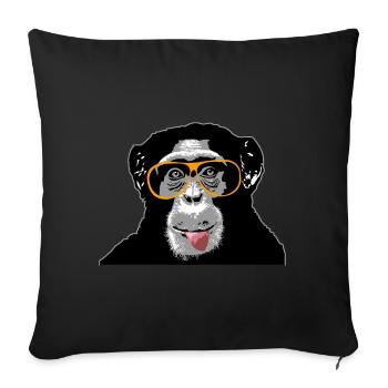 Chimpanzee - monkey - Sofa pillowcase 17,3'' x 17,3'' (45 x 45 cm) - black - Front